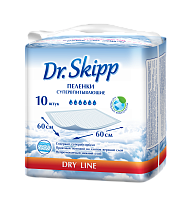 Пеленки гигиенические впитывающие Dr.Skipp Dry line 60x60 см., 10 шт.